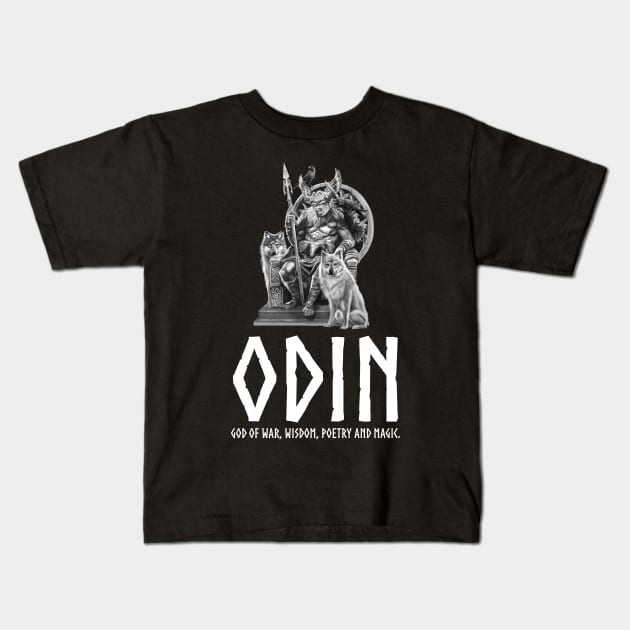 Viking Mythology Odin God Of War, Wisdom, Poetry And Magic Kids T-Shirt by Styr Designs